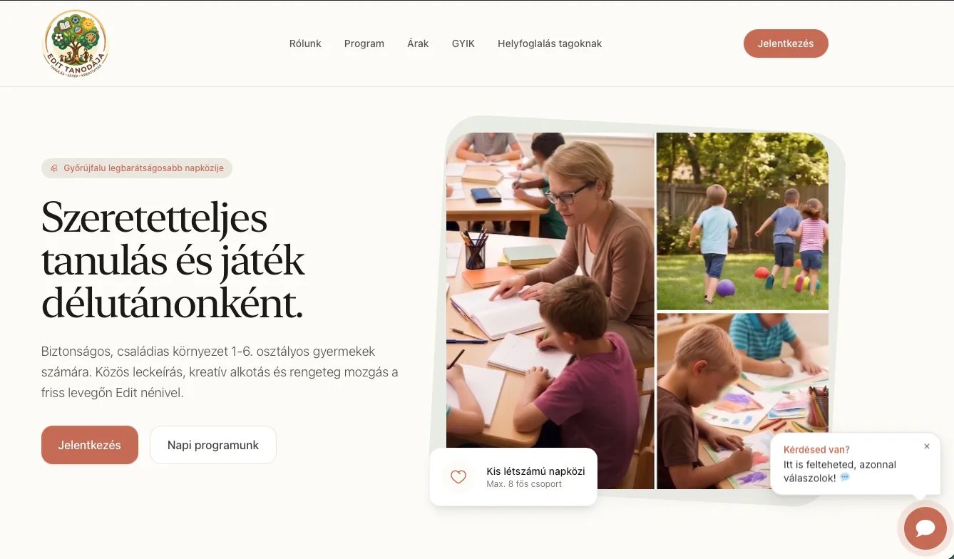 Példa ügyfélmunka : Edit Tanodája weboldal